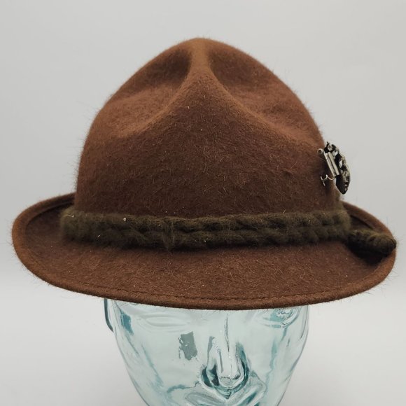 Rein Haar Bavarian Brown Wool Alpine Tyrolean Hat Metal Bayern Lion Crest Pin - Picture 2 of 12